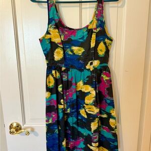 Forever 21 Yellow and Blue Sundress with Sleeveless Design and Scoop Neck